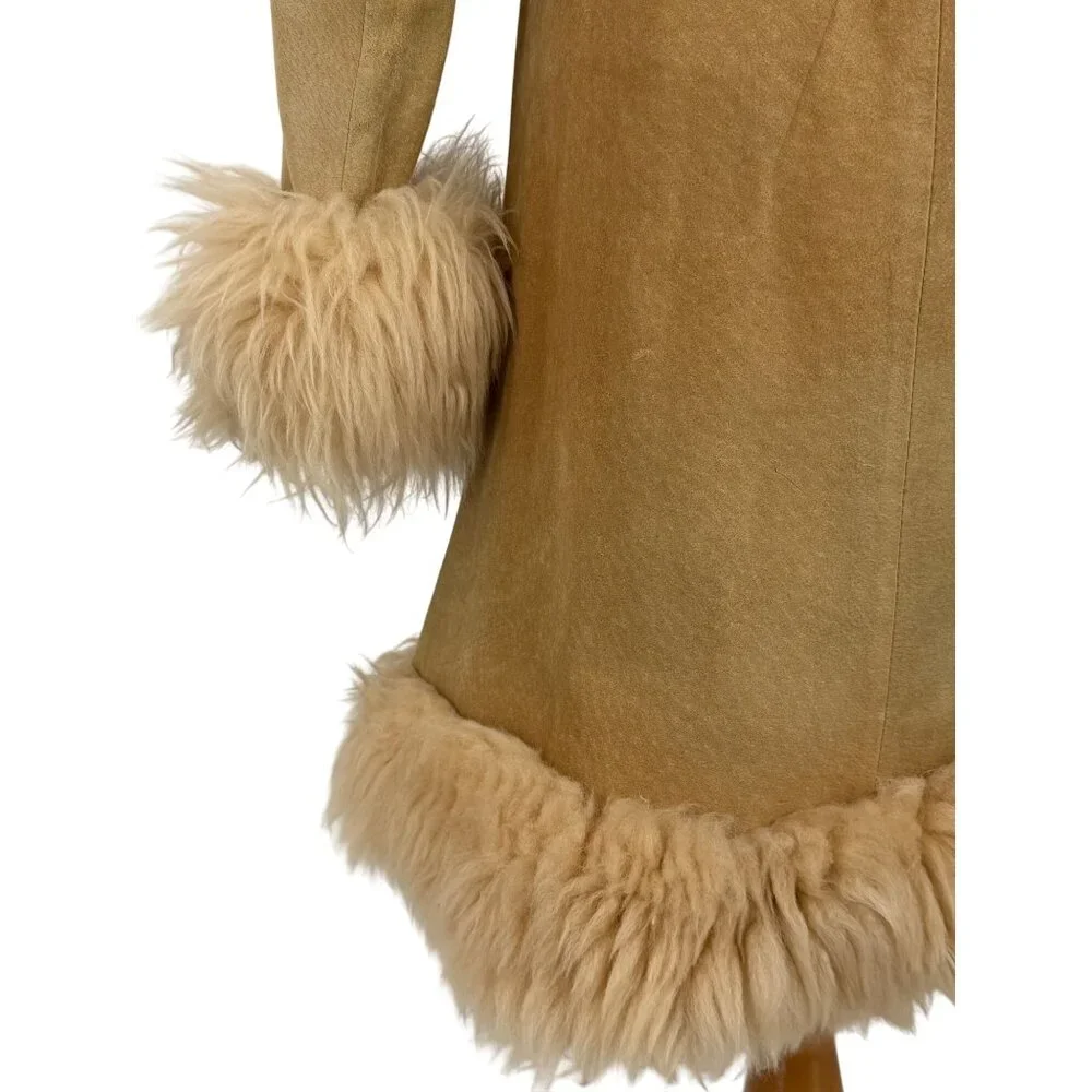 Vtg 60s Leather & Afghan Penny Lane Coat | Free People Boho Indie Luxe Grunge S - Picture 9 of 13